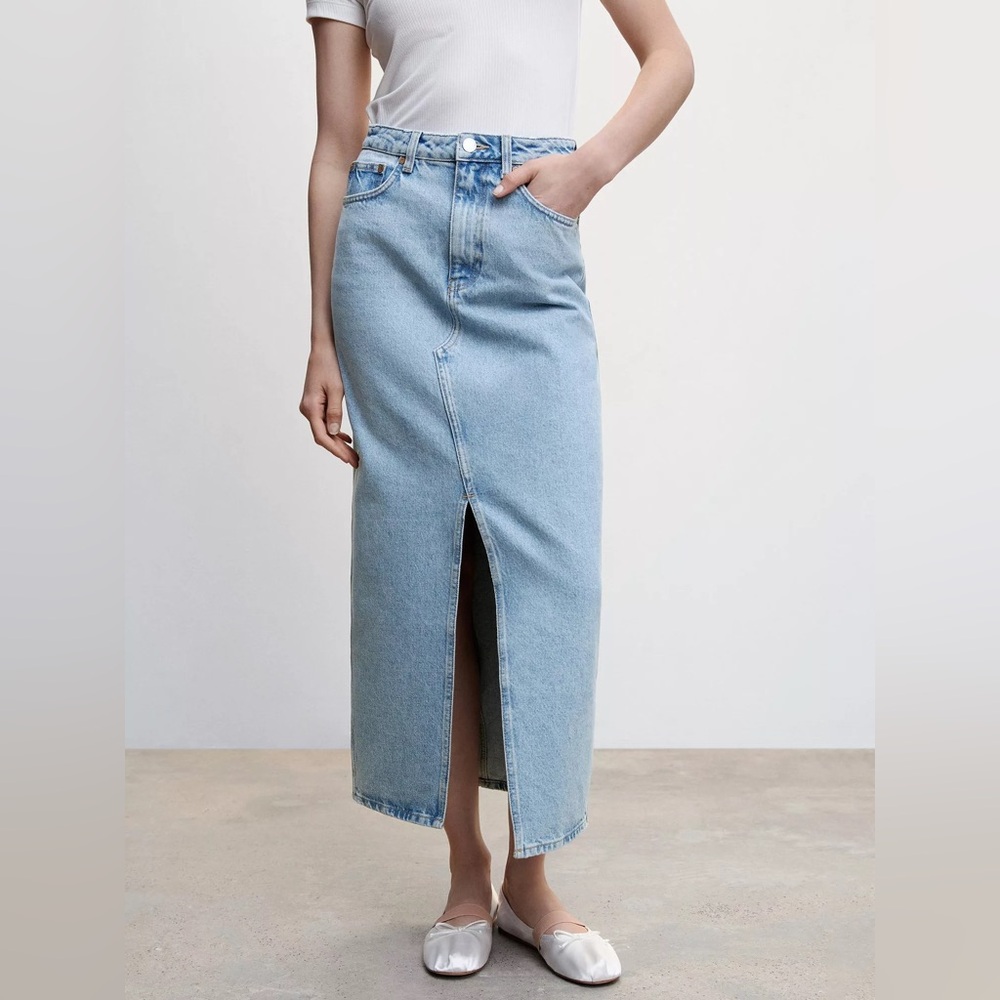 Mango denim high waist midi skirt NWT size medium